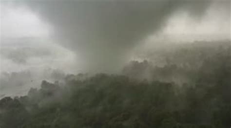 storm chaser drone captures amazing close  footage  tornado