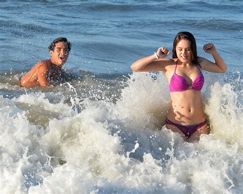 hayley orrantia shows off her hot body in a skimpy pink bikini at the beach in l pichunter