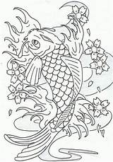 Coloring Pages Koi Fish Color Print Adults Coy Heavy Metal Ink Japanese Carp Printable Dragon Line Animal Leaping Drawings Adult sketch template