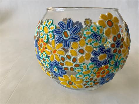 Millefiori Vase Polymer Clay Glass Vase Many Flowers Glass Etsy