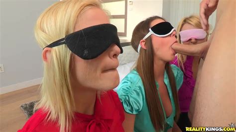 Blindfolded Sluts Staying On Their Knees With Opened Mouths