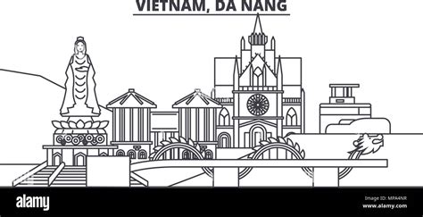 vietnam da nang linie skyline vector illustration vietnam da nang