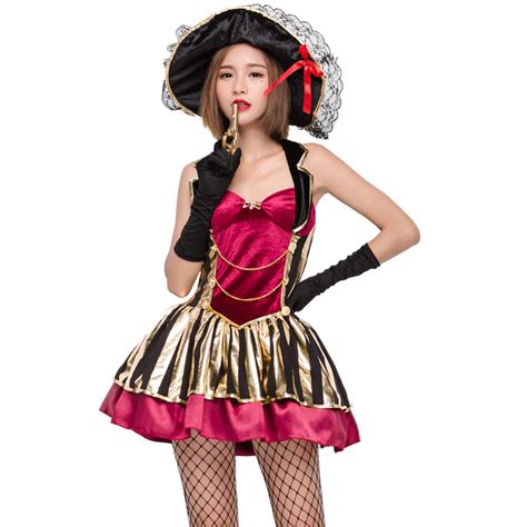 Adult Women Sexy Deluxe Pirate Cosplay Costume Halloween Stage