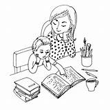 Mother Illustration Taught Mum Vettore sketch template