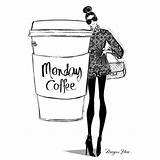 Coffee Monday Megan Hess Illustration Fashion Sketch Please Happy Morning Quotes Week sketch template