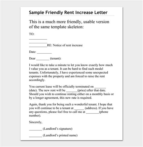 fillable printable landlord friendly rent increase letter