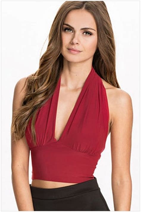 women tight bandeau red cropped halter top online store for women