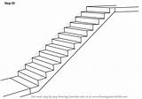 Staircase Draw Step Drawing Stairs Cartoon Stair Tutorials Starcase Plan sketch template