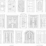 House Coloring Book Doors Illustration Seamless Entrance Pattern Children sketch template