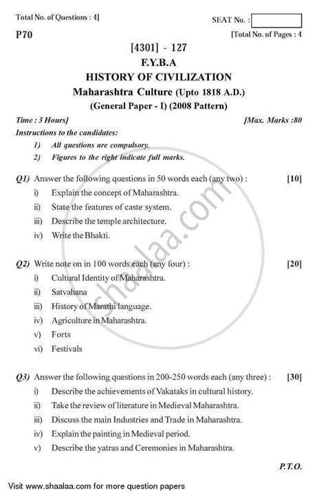 history general paper  history  civilization maharashtra culture