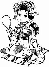 Colorir Desenhos Japonesas Meninas Bonecas Kimono Japonesa Gueixa Menina Riscos Japones Gueixas こし Livro Geisha Menininhas Japão Garotas Compartilhe Japan2 sketch template