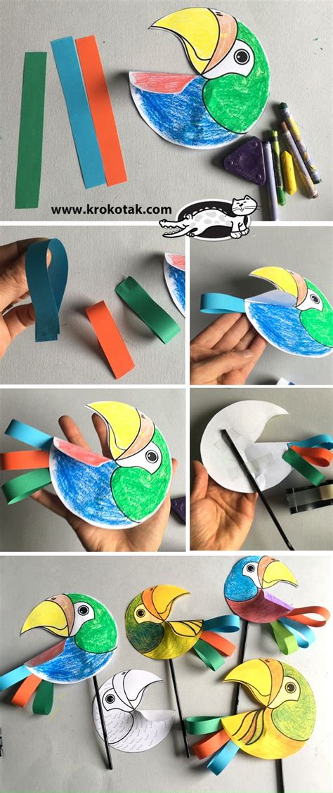 krokotak paper parrot craft parrot craft paper crafts  kids