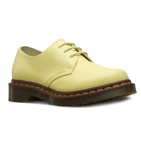 dr martens  womens  eyelet leather shoes pastel yellow