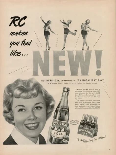 1951 Soda Pop Rc Royal Crown Cola 50s Vintage Print Ad Doris Day