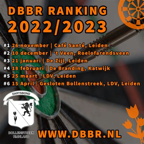 agenda dbbr ranking darts bond bollenstreek rijnland