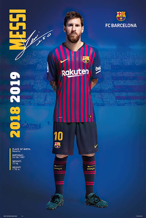 fc barcelona sports poster lionel messi 10 standing