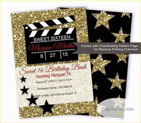 hollywood themed invitations  templates  hollywood glamour
