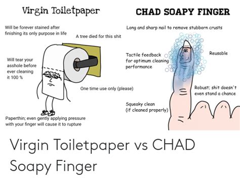 virgin toiletpaper vs chad soapy finger virgin meme on me me