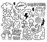 Weather Grunge Drawing Coloring Pages Kids Spring Hand Printable Cold Color Windy Icons Set Hot Rain Colouring Drawings Sheets Stock sketch template