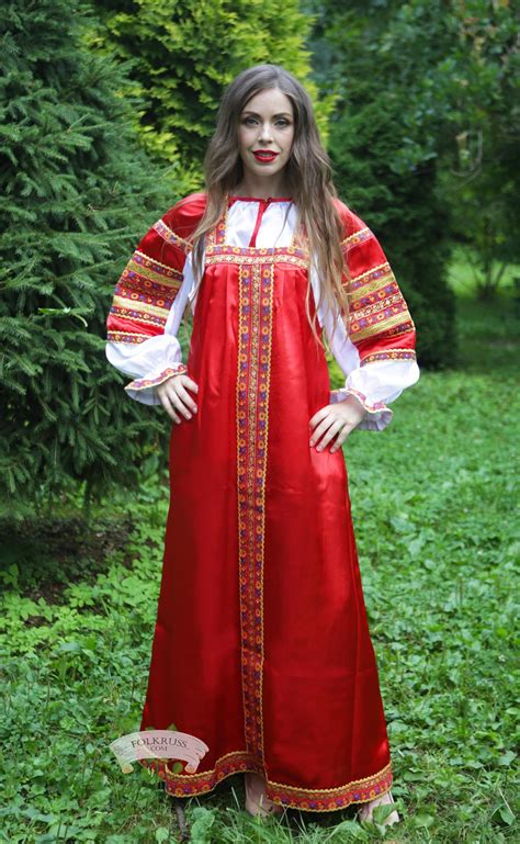 playful traditional russian dress for woman “elena” folk russian clothing store
