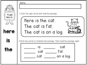 sight word passages  beginning readers kindergarten kreations