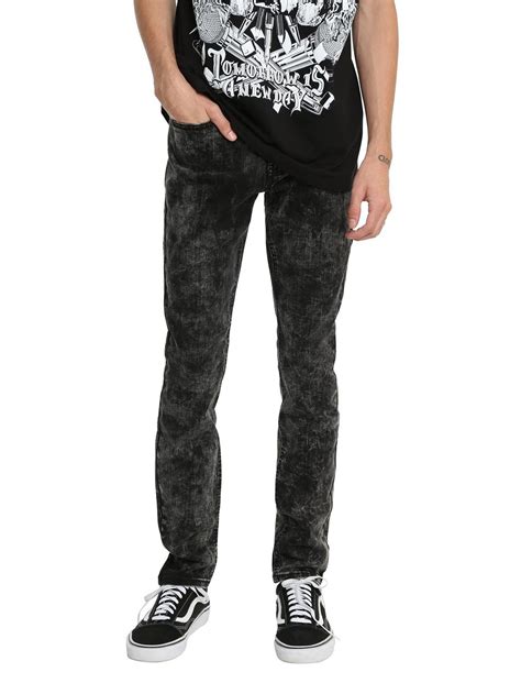 Xxx Rude Black And Grey Acid Wash Super Skinny Jeans Hot Topic