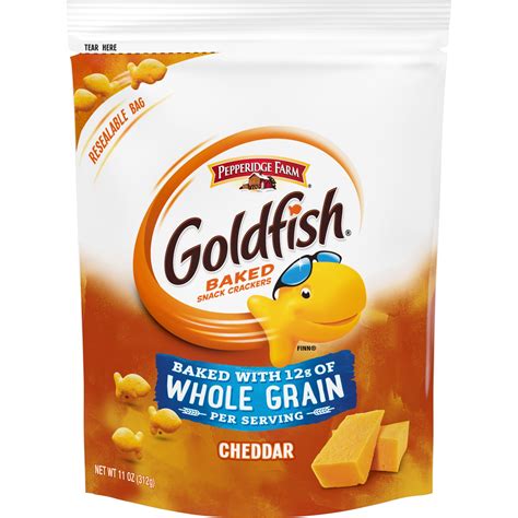 pepperidge farm goldfish cheddar crackers baked   grain