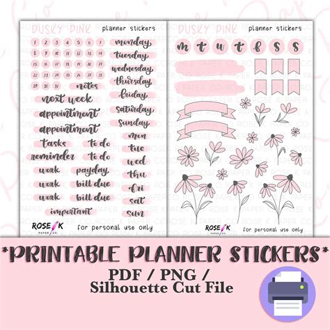 planner stickers boho pink spring sticker sheet handmade stickers