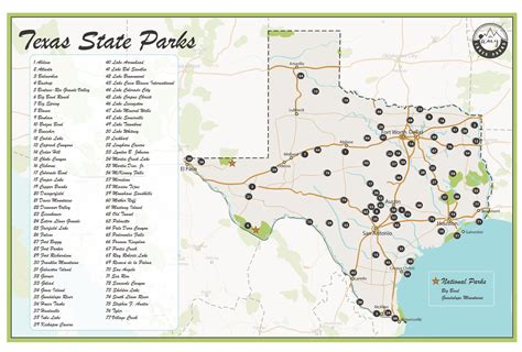 map   texas state parks wells printable map