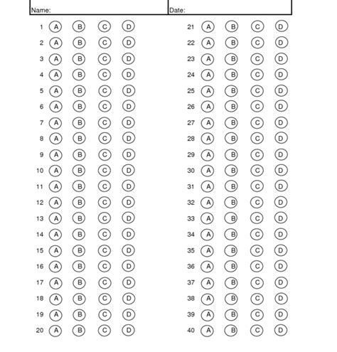 multiple choice answer sheet maker  questions test  blank