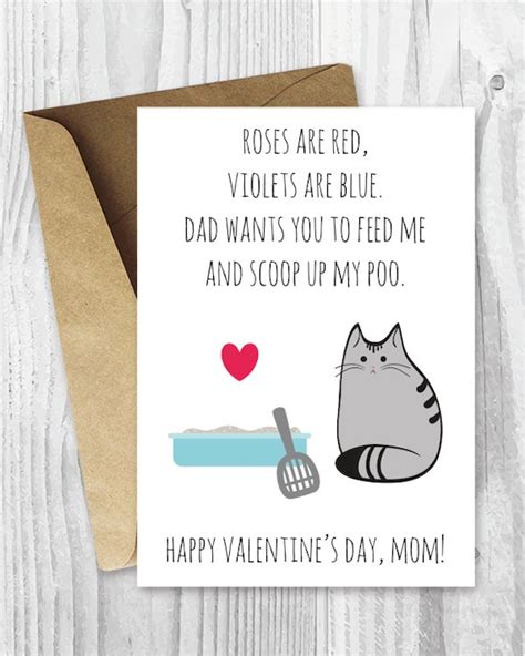 valentine card  printable  mom funny cat valentines day