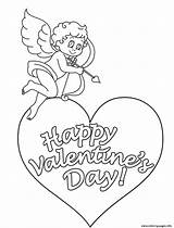 Coloring Cupid Valentine Pages Printable Print Color sketch template