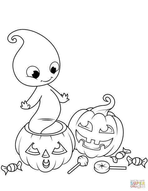 cute ghost  jack olantern super coloring halloween coloring