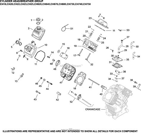 kohler ch  mtd  hp  kw parts diagram  headvalvebreather    ch