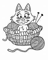 Coloring Pages Yarn Kitten Printable Knitting Cartoon Cat Sheknows Baby Needles Colouring Kitty Kleurplaten Poes Book Kittens Critters Print Kids sketch template