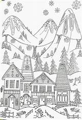 Coloring Winter Adult Ski Resort Vencer Depressão Adultos Colorir sketch template