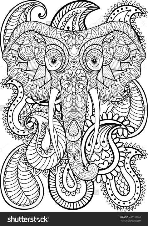 zentangle indian elephant on paisley pattern adult