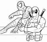 Deadpool Spiderman Superheroes Superhelden Everfreecoloring Herois Coloring Sketchite sketch template