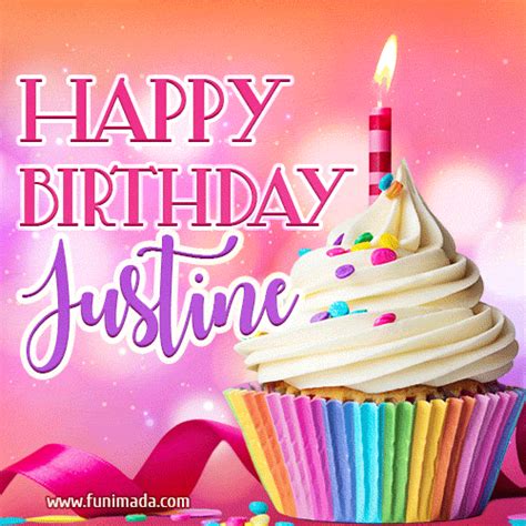 Happy Birthday Justine Lovely Animated  — Download On