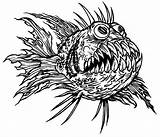 Coloring Pages Fish Monster sketch template