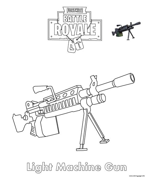 light machine gun fortnite battle royale coloring page printable