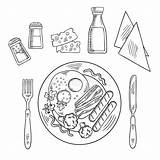 Coloring Eggs Bacon Sketch Plate Template Condiments sketch template