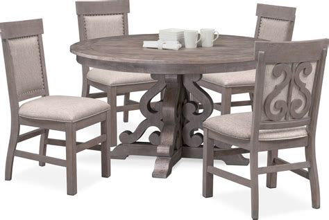 charthouse  dining table   upholstered side chairs gray