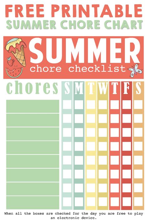 printable summer chore checklist simply  mommy