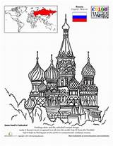 Coloring Cathedral Pages St Russian Basil Color Colouring Kids Worksheets Russia Around Famous Sheets Books Basils Book Saint Architecture Worlds sketch template