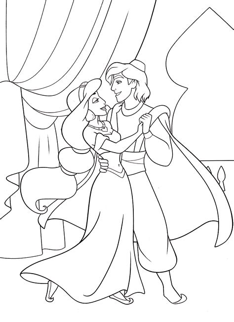 walt disney coloring pages princess jasmine prince aladdin walt