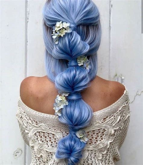 blue hair with flowers hair styles long hair styles pretty braided