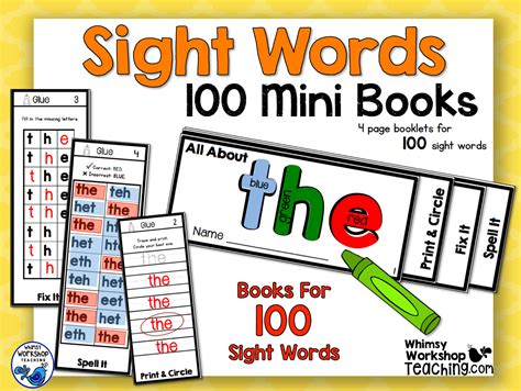 sight words  mini books whimsy workshop teaching