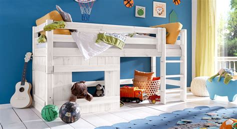 halbhohes huetten hochbett fuer jungen kids paradise