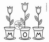 Mothers Coloring Happy Pages Printable Flowers Kids Mother Mom Drawing Birthday Color Flower Clipart Book Print Cards Clip Sheet Printables sketch template